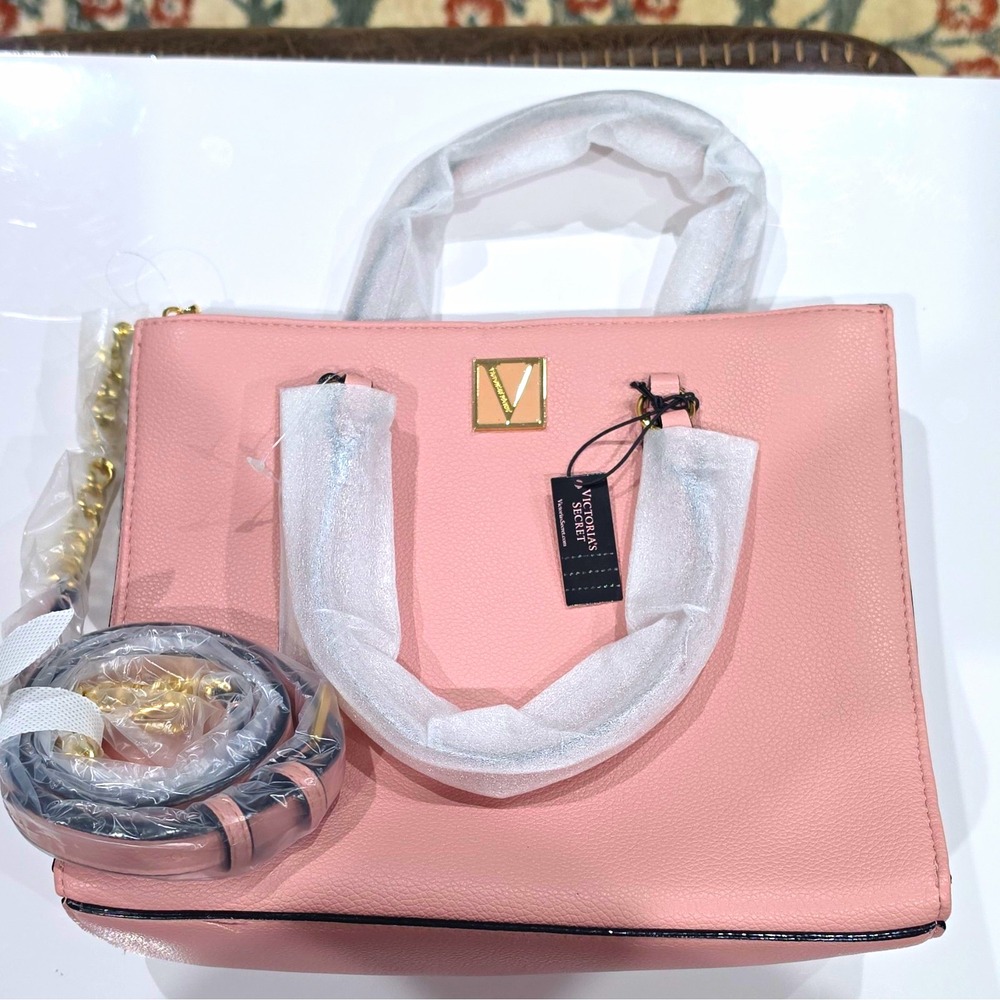 Victoria's Secret Pink Pebbled Satchel Top Handle Detachable Crossbody Strap Zip